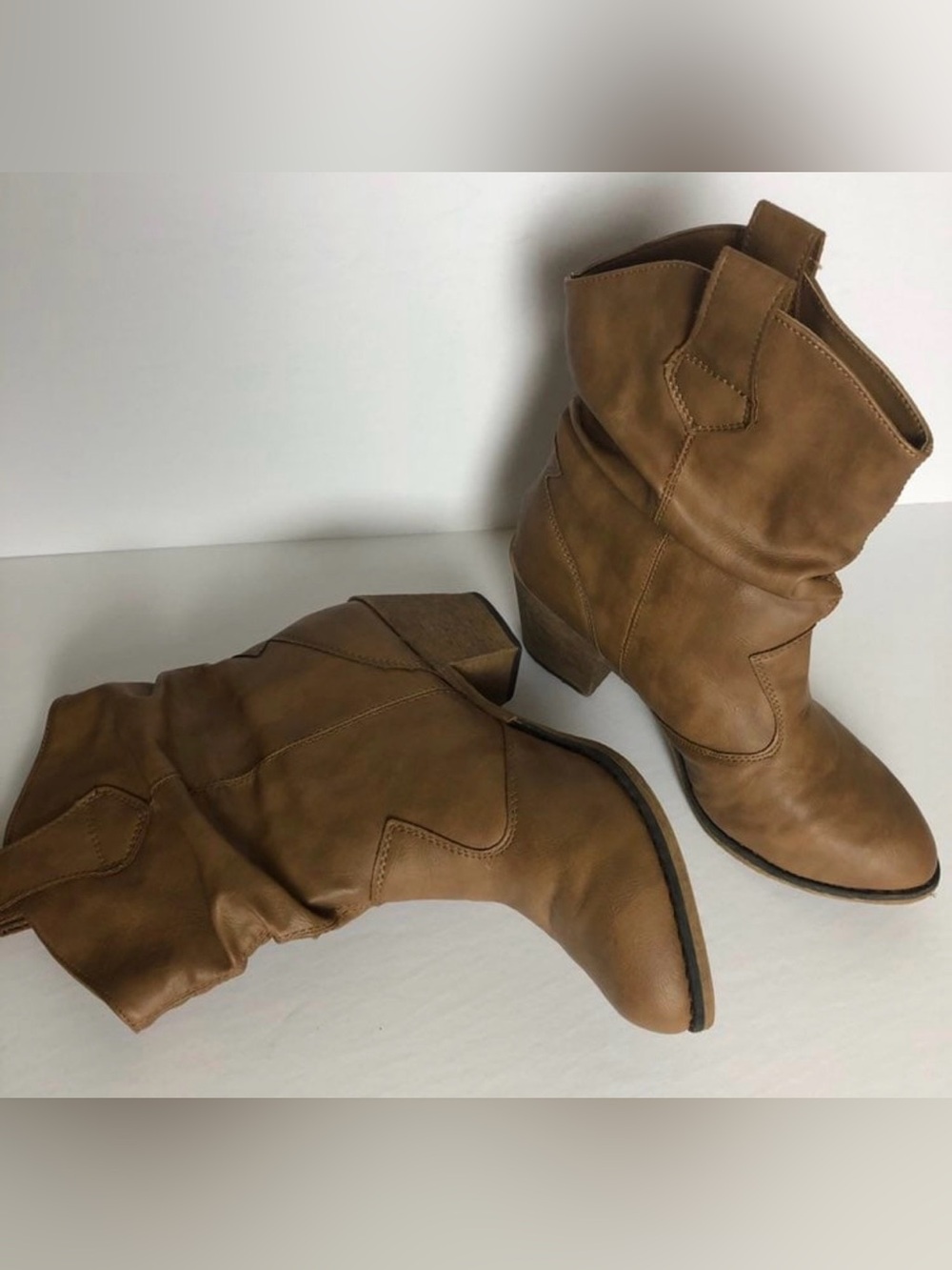 Charles Albert Cognac Slouchy Mid-Calf Booties